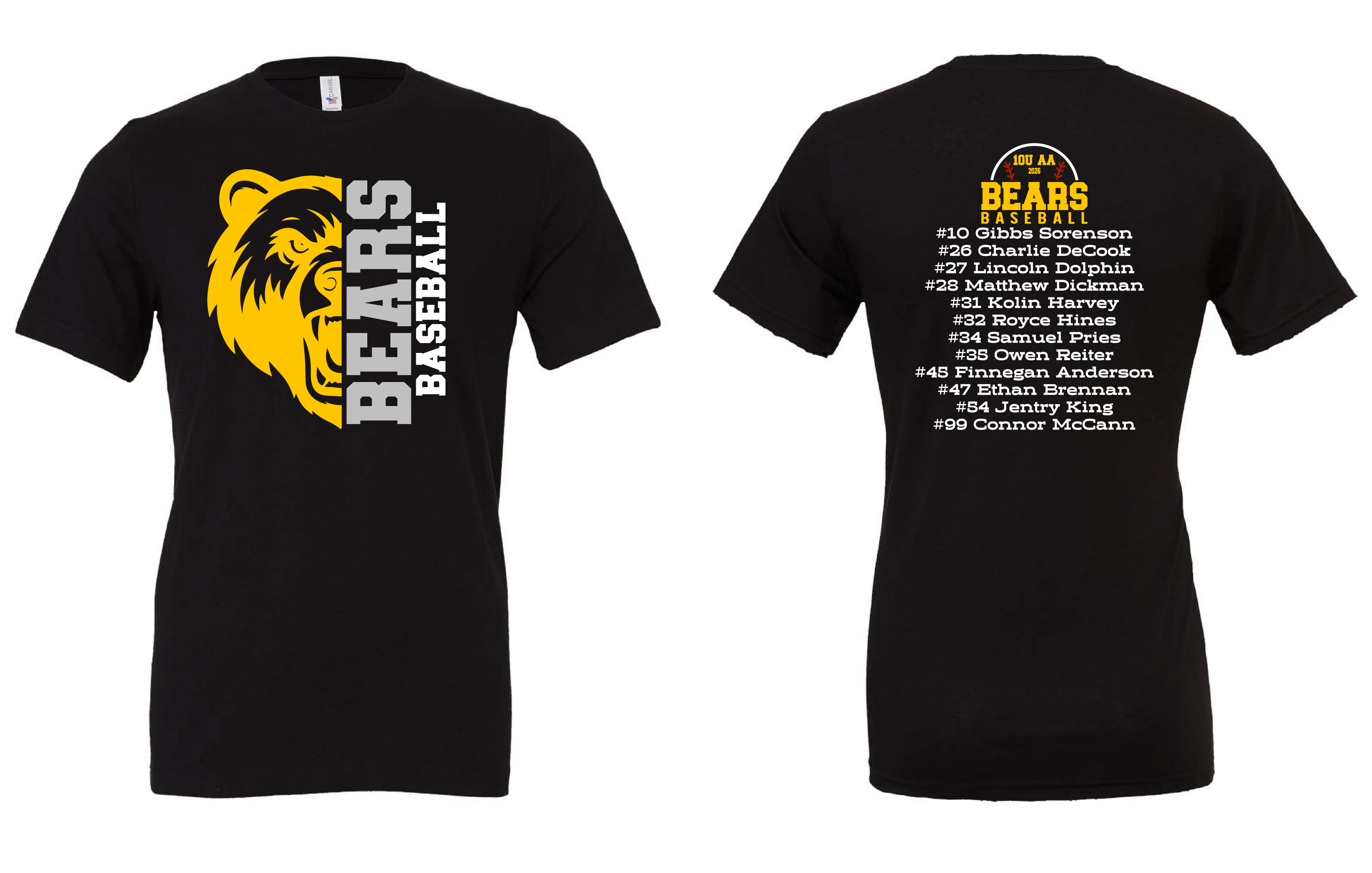 10UAA Bears Baseball(Bella Canvas)